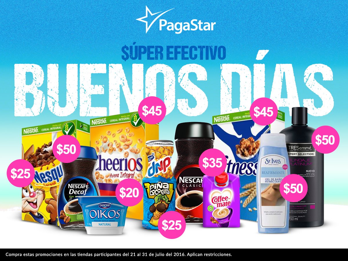PagaStar's tweet image. ¡Ten una día #SúperEfectivo con estos productos! Descarga PagaStar.com/app, haz tus compras y gana dinero