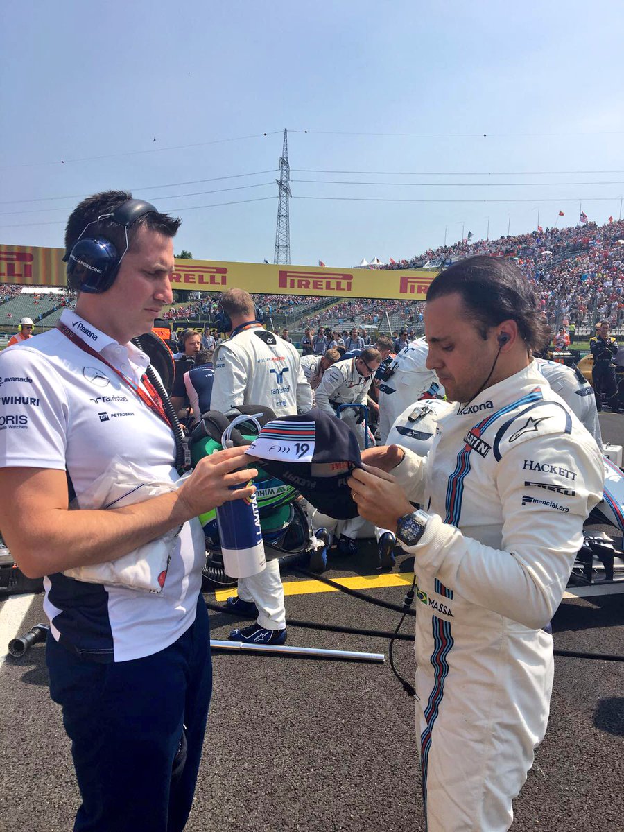 WilliamsRacing's tweet photo. .@MassaFelipe19 on the grid and getting in the zone #HungarianGP #F1Hungary https://t.co/uWj9h89HbD