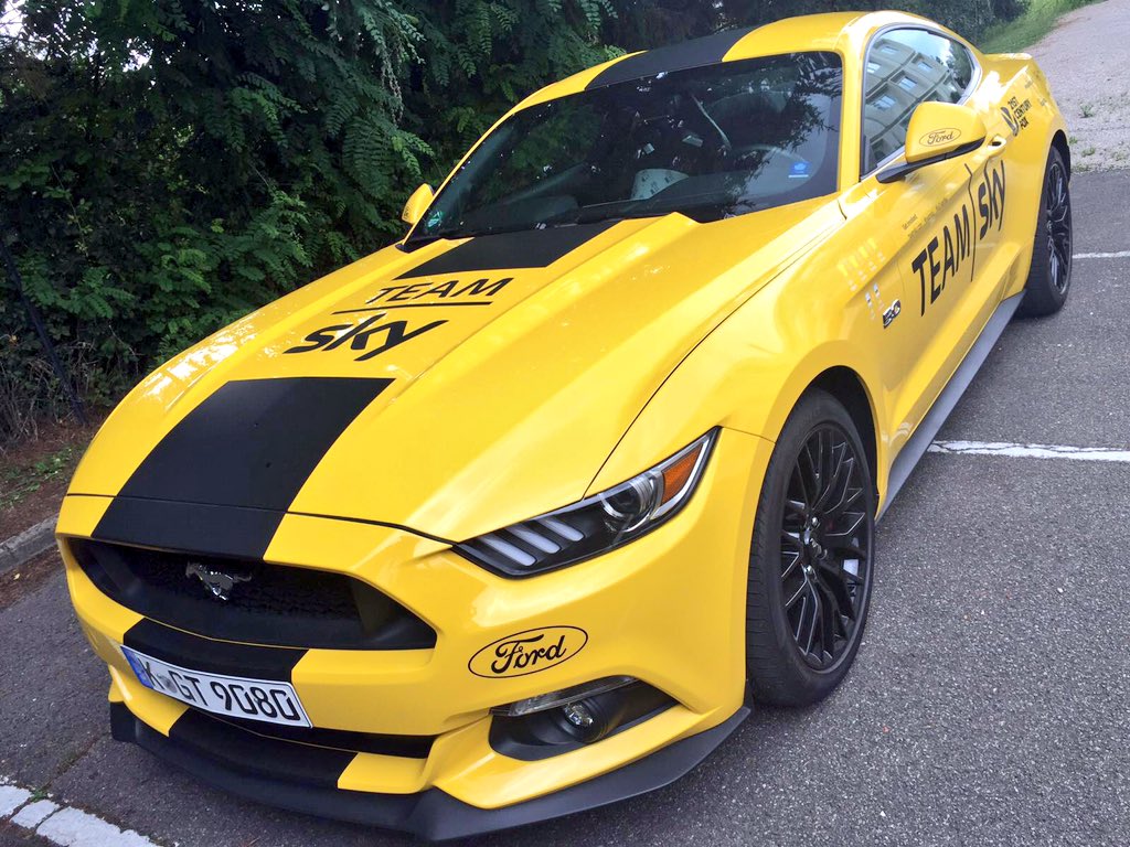 NetcompanyINEOS's tweet photo. Just when you thought the @TeamSky @FordEu #Mustang couldn't get any cooler 💛💛💛 #TDF2016 https://t.co/CAhyW8Vcox