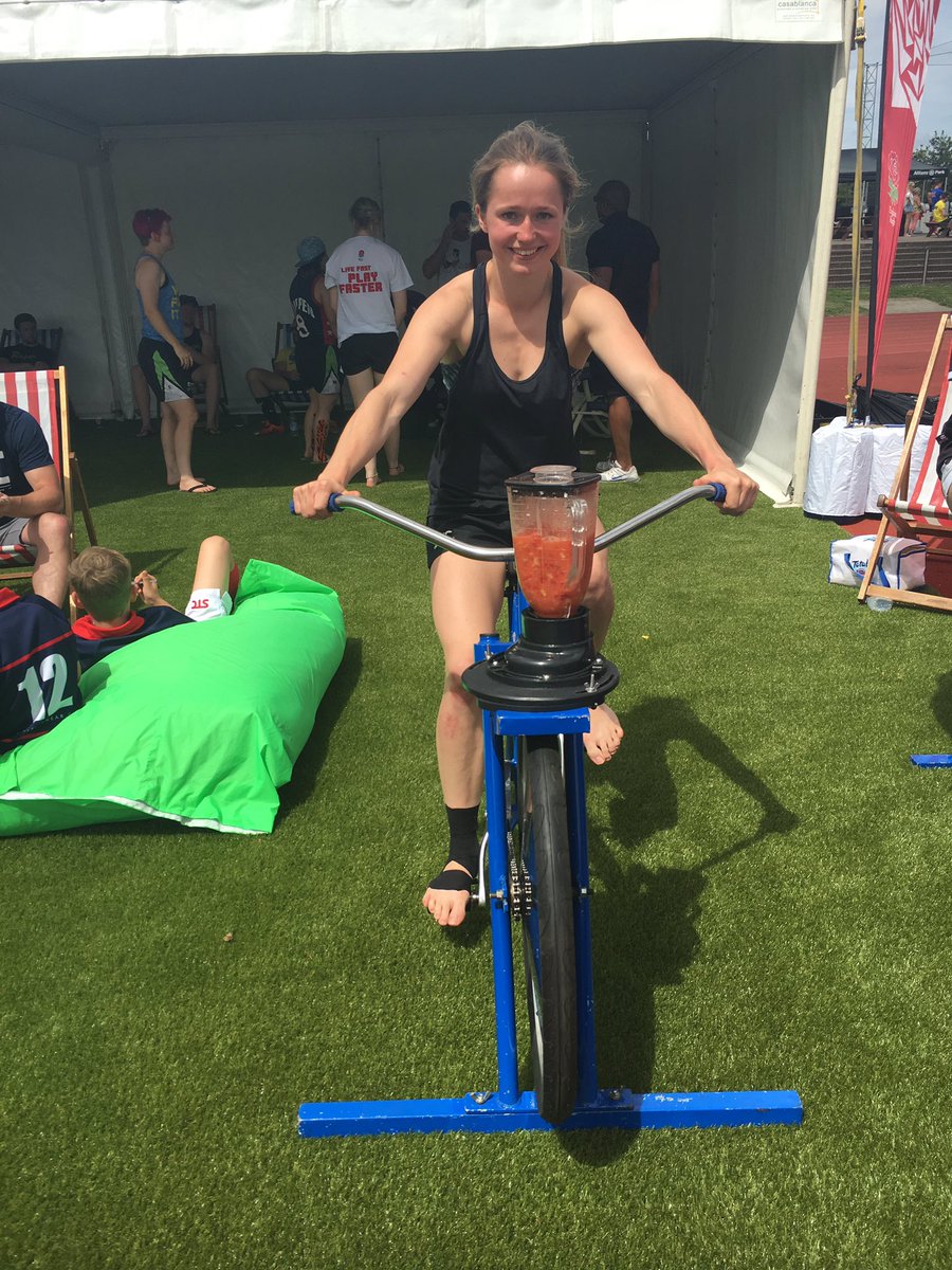 FuzzyDuckes's tweet photo. Resident athlete Charlotte cycling to make team smoothies #oneteam #athlete #hydration https://t.co/CihdHzDmYb