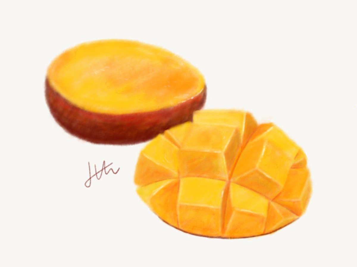 たかえみちこ A Twitteren 沖縄アップルマンゴー 期待が高まるオレンジ色の果肉はとろりと濃厚かつ爽やかな甘み Palsystem イラスト 食べ物 沖縄 アップルマンゴー マンゴー Mango パルシステム くだもの フルーツ