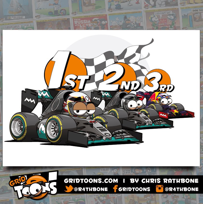 R4THBONE's tweet photo. #Hamilton wins #HungarianGP #Rosberg 2nd & #Ricciardo 3rd...
#GridToons #Mercedes #RedBull #F1 #SkyF1 #AskCrofty https://t.co/BSGewp8jyu