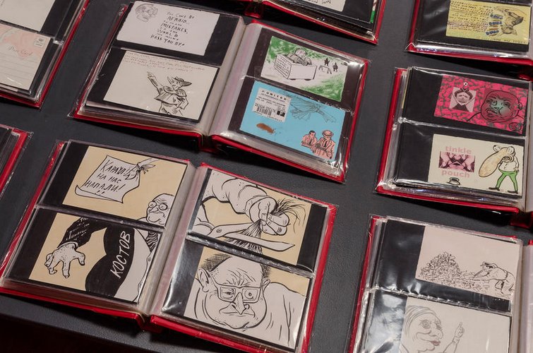 AkronArtMuseum's tweet photo. #MarkMothersbaugh 30,000 postcard size #artworks in #OHMyopia https://t.co/hzIgS0mM94 #Akron #Comics #Drawings #cool https://t.co/uYfqzXl8kv