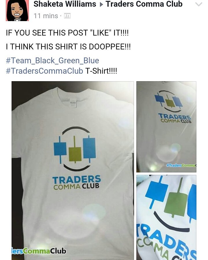 traderscomaclub's tweet photo. I Started a Trade Group over a Year Ago and Decided to get the LOGO put on a Shirt!!! #TradersCommaClub https://t.co/5OLXQseOx6
