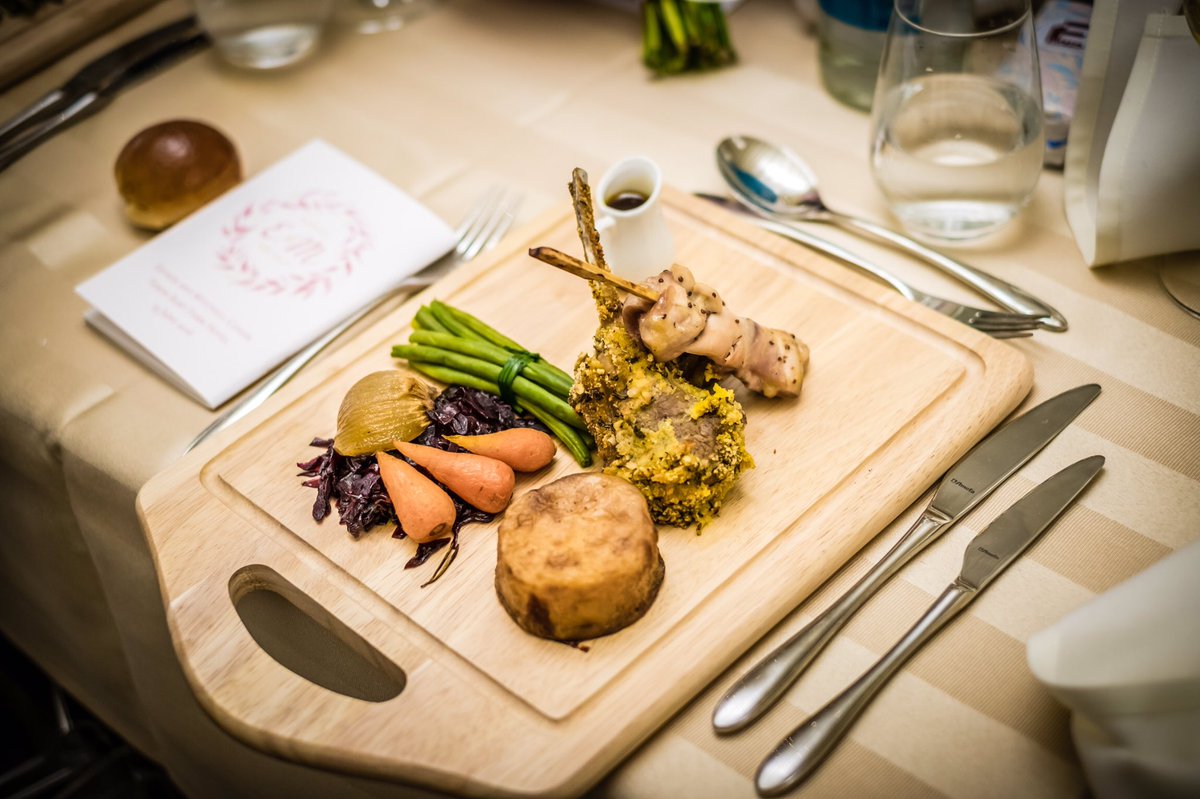 Trio of meats main course, served up at the beautiful <a href="/tewinburyfarm/">Tewin Bury Farm</a> #summerwedding