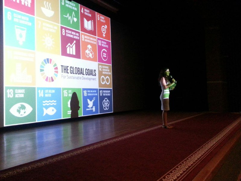 WorldMeritAZ's tweet photo. World Merit attack to Theatre! @WorldMeritAZ did her best to raise public awareness before and after movie session. https://t.co/jM7yXy4GtG