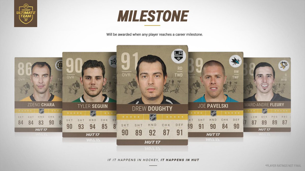 EASPORTSNHL's tweet photo. Early look at some our Milestone items in #NHL17 #HUT! https://t.co/7qFf9DFIrr