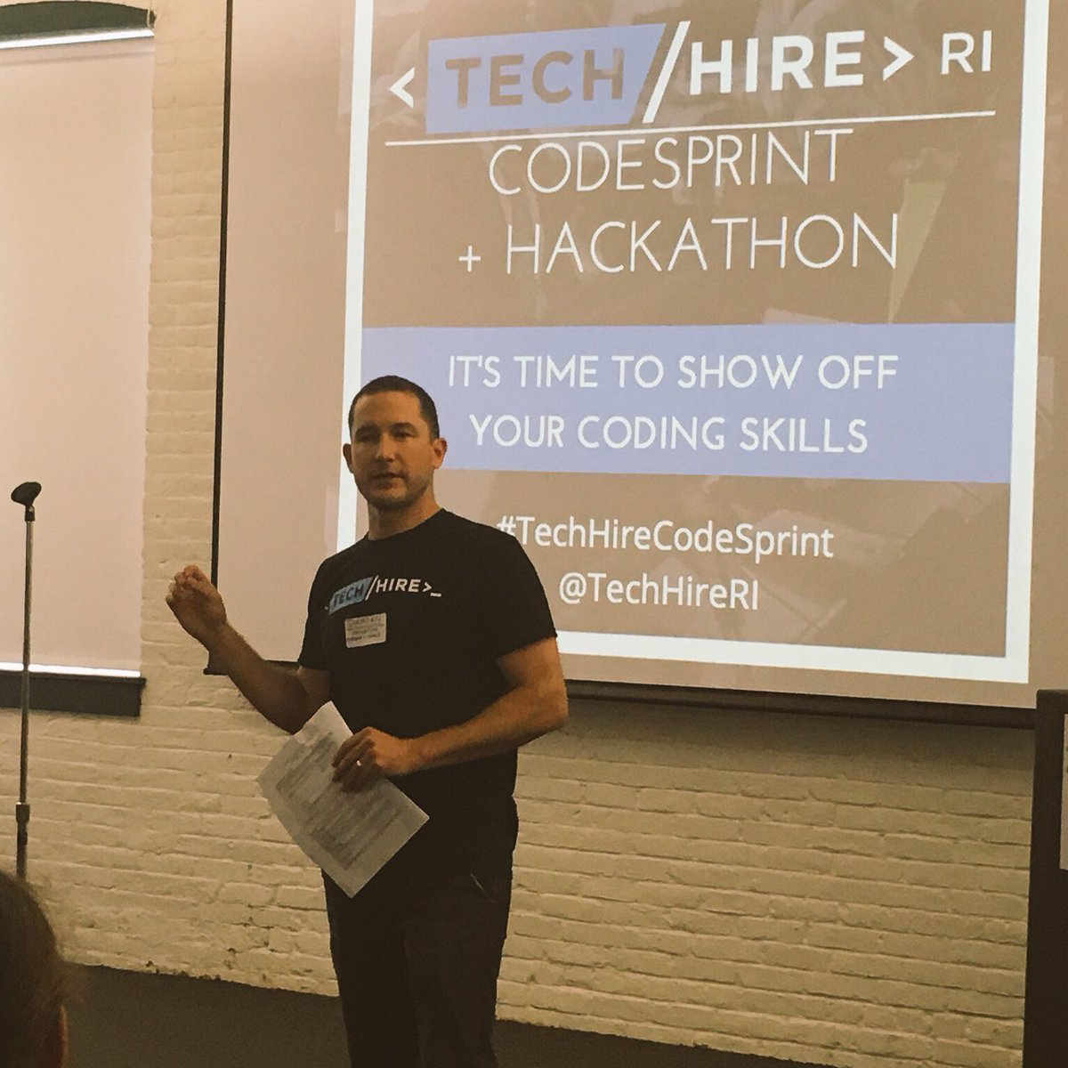 TechHireRI's tweet image. Meet @TechHireRI Director, @OpptyatWork&apos;s @damianewens! #TechHireCodeSprint #Hackathon #makeITinRI #SkillsThatPay