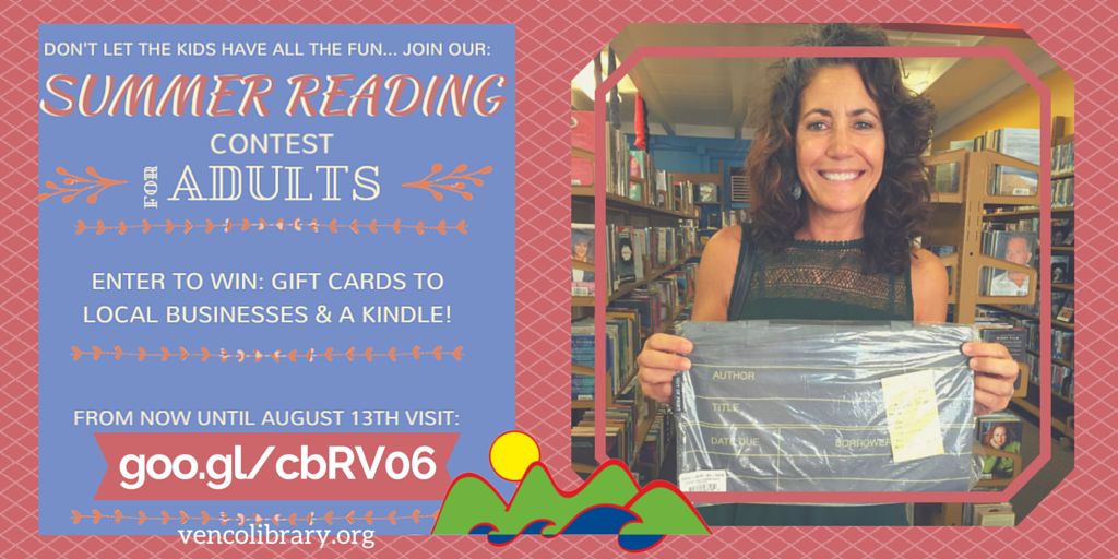 vencolibrary's tweet photo. Catherine came into #vclMeinersOaksLibrary for her prize.  #vclAdultSummerReading - enter at https://t.co/KQeRQ7smqY https://t.co/hQLpyjTkAU