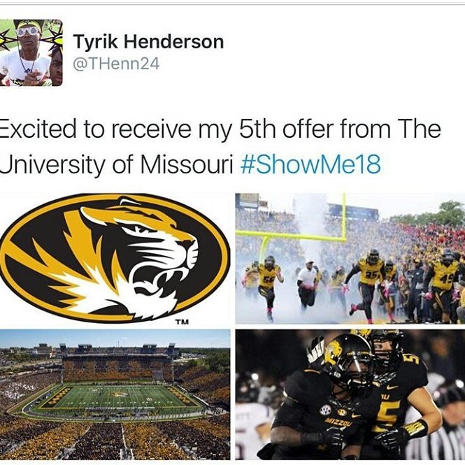 BigTimeProspect's tweet photo. Congrats nephew on ur 5th offer from Mizzou.. #sec hard work pays off.. BigTimeProspect https://t.co/MWyF65Ygvo