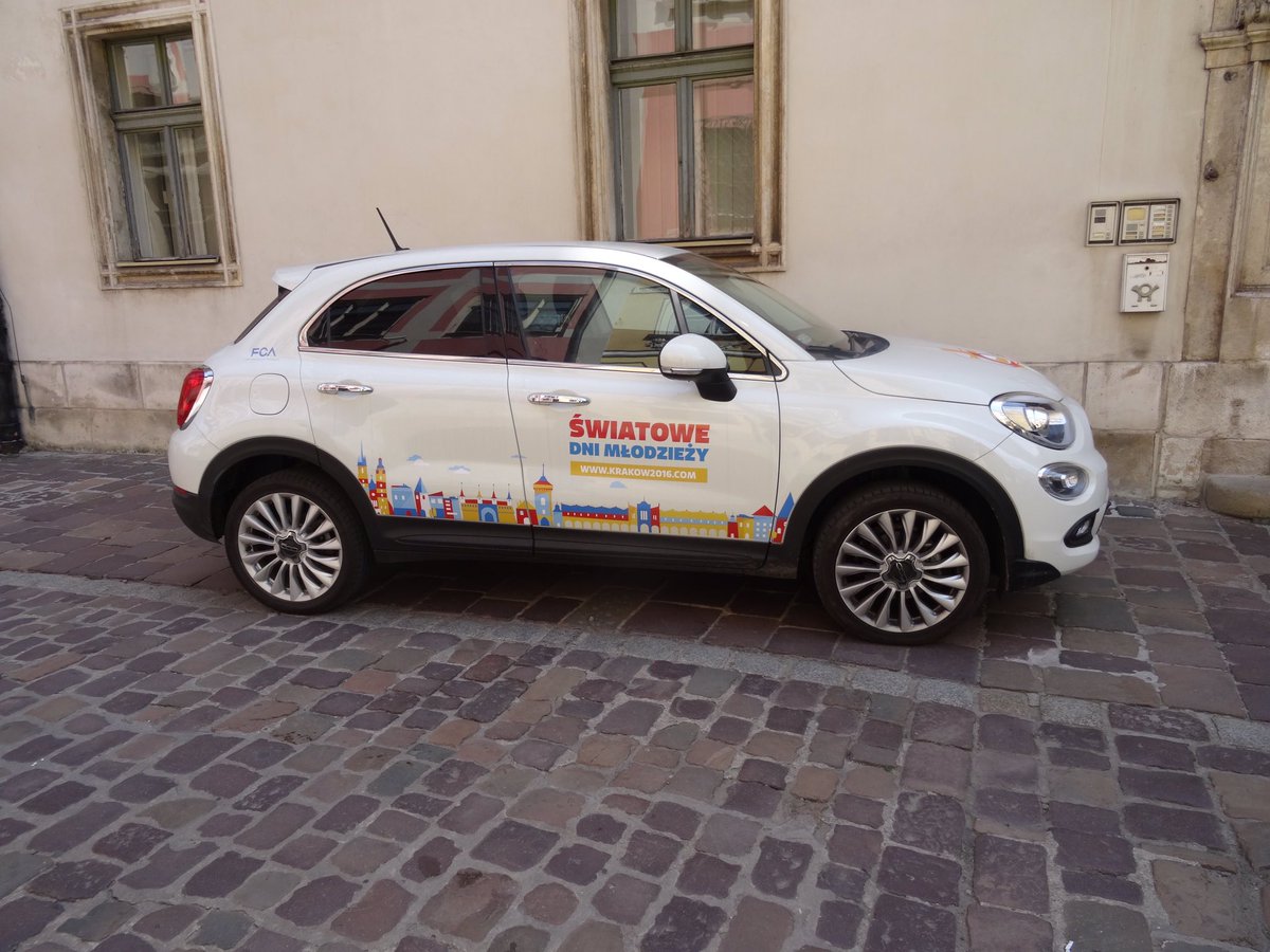 Laniemcd's tweet photo. Spotted our first WYD car. Blessed are those who show mercy on the road #bneWYD16 https://t.co/ttnseWu9LG
