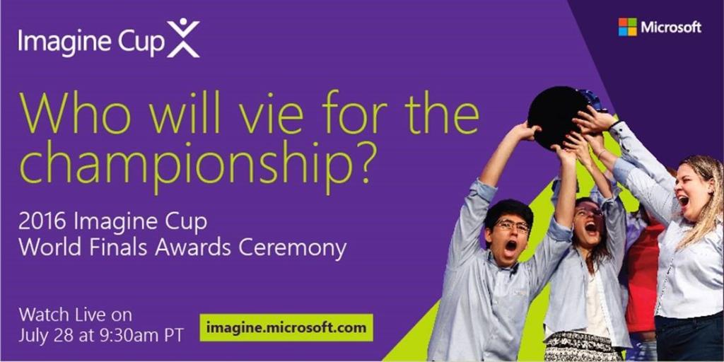 MSFTImagineAR's tweet photo. Few days separate us from #ImagineCup World Finals! Follow the live coverage on @MSFTImagine. https://t.co/cBbKdRYxRx