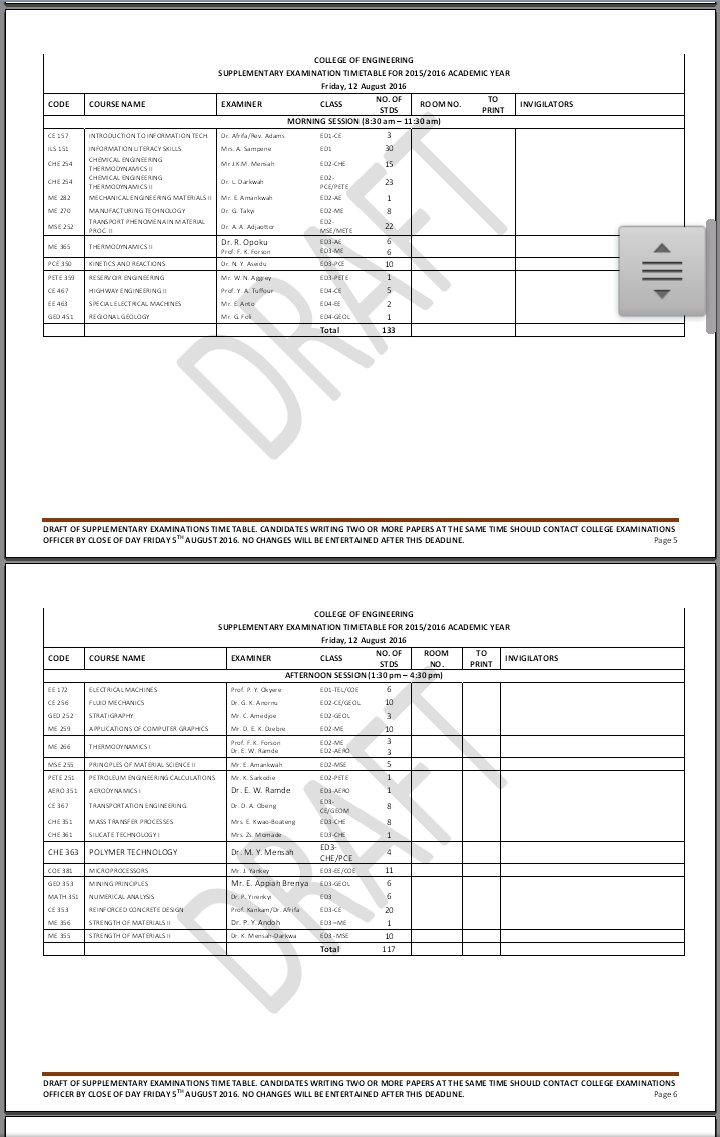 GESA_KNUST's tweet photo. RELEASE OF SUPPLEMENTARY EXAM TIMETABLE FOR ENGINEERING STUDENTS https://t.co/4DPK7Iq5Vc