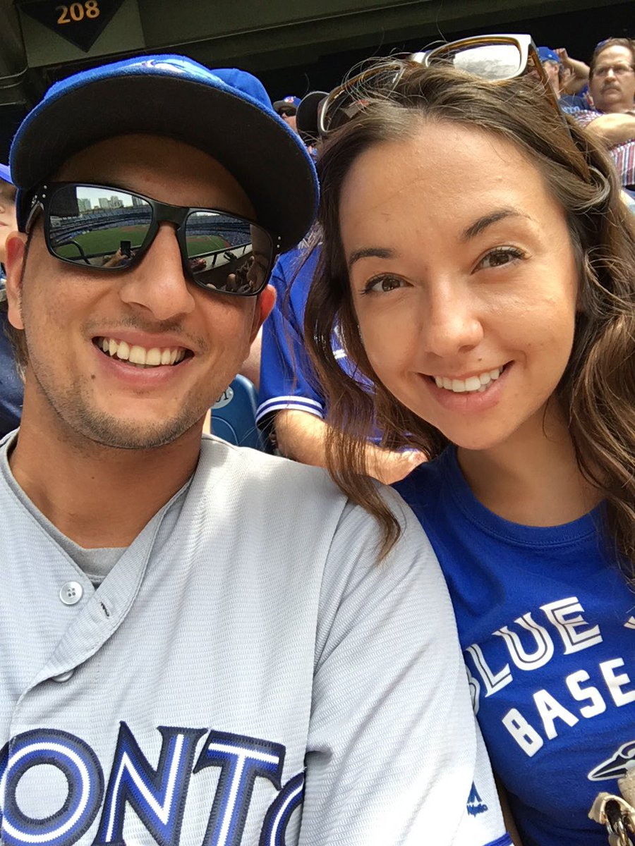 SameetKang's tweet photo. @KPILLAR4 bobble head day with the one and only @KelsVaz @BlueJays #Bluejays  #bobblehead #ourmoment https://t.co/nzBYSK4eoy