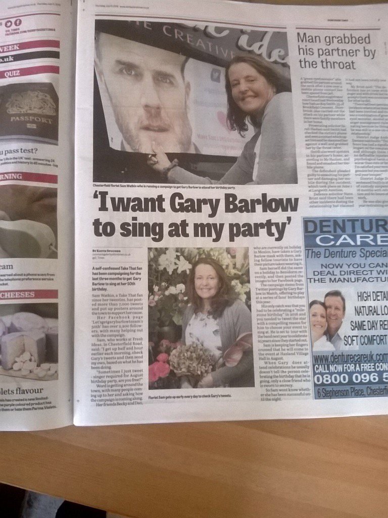 sam_watkin's tweet photo. Come on @GaryBarlow you can't say I'm not trying 🙏🏿🙏🏿🙏🏿🙏🏿🙏🏿#letsgetgarytosams50th https://t.co/FmX7f8OUkF