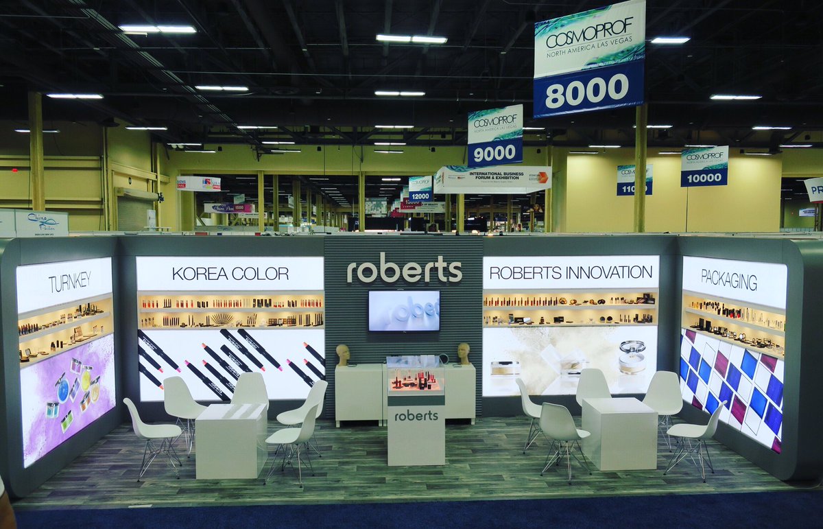 MoonLabProd's tweet photo. Kicking off Cosmoprof 2016 with @robertsbeauty ! Custom booth designed by MoonLab Productions ✨ #cosmoprof https://t.co/aFoQiDsZiM
