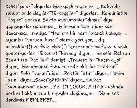TEK MESELEMİZ VAR O DA MEMLEKET MESELESİ....