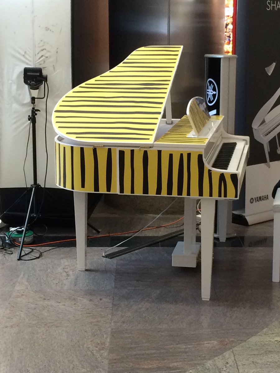 harmonyhelen's tweet photo. Well played @WestQuay @YamahaUK This well matched #piano is perfect with @ZanyZebras2016 #ZeBee! #Zebra #Bee https://t.co/eD9PoZTJjW