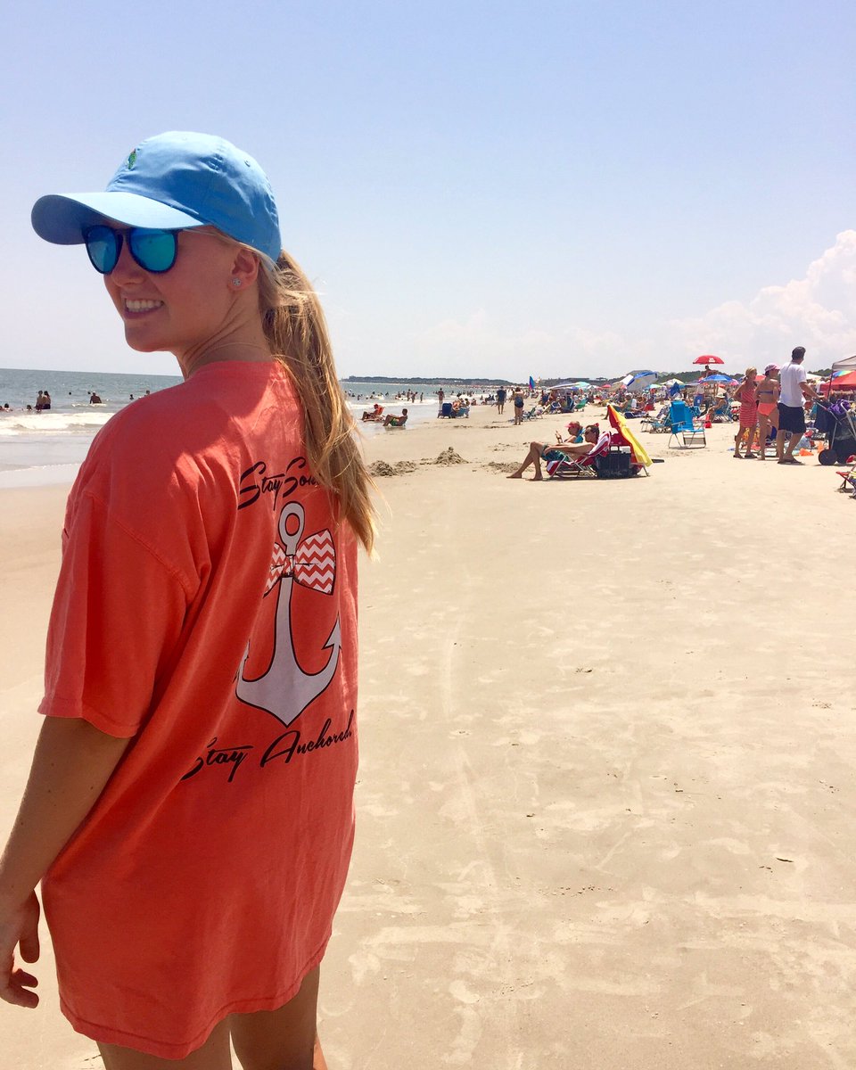 Chillin on a beach in our sweet Georgia peach chevron shirt🍑🍑🍑