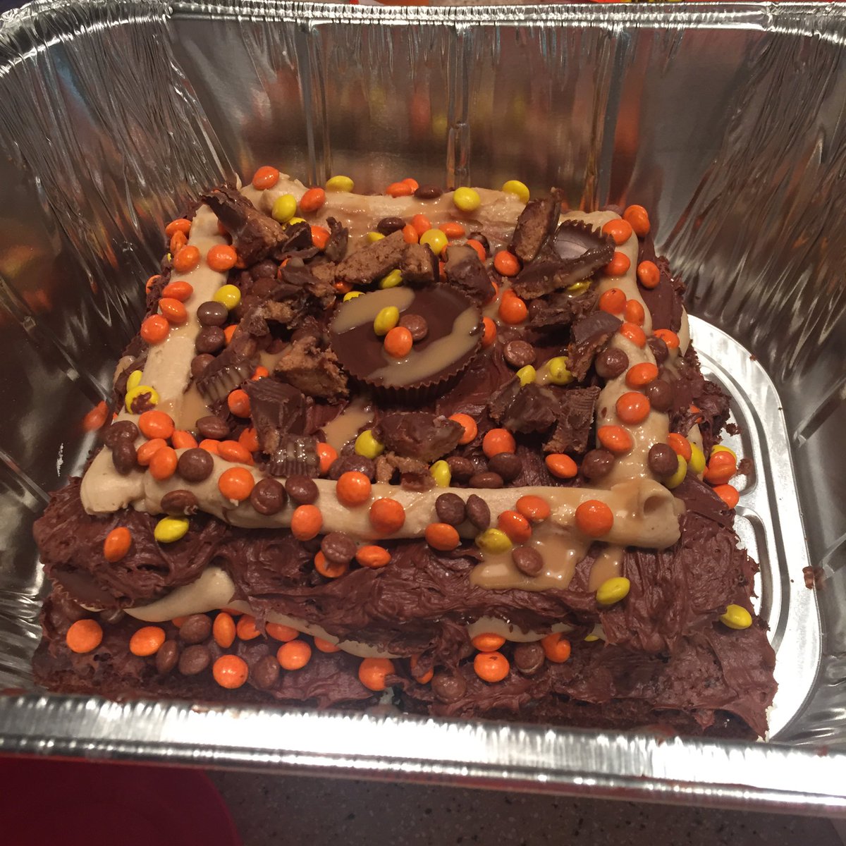 haconnolly's tweet photo. @shanedawson, 
So @allijmann and I tried to make a Reese's Peanut Butter cake! Thanks for the inspiration!! https://t.co/tV0aP3Hztx