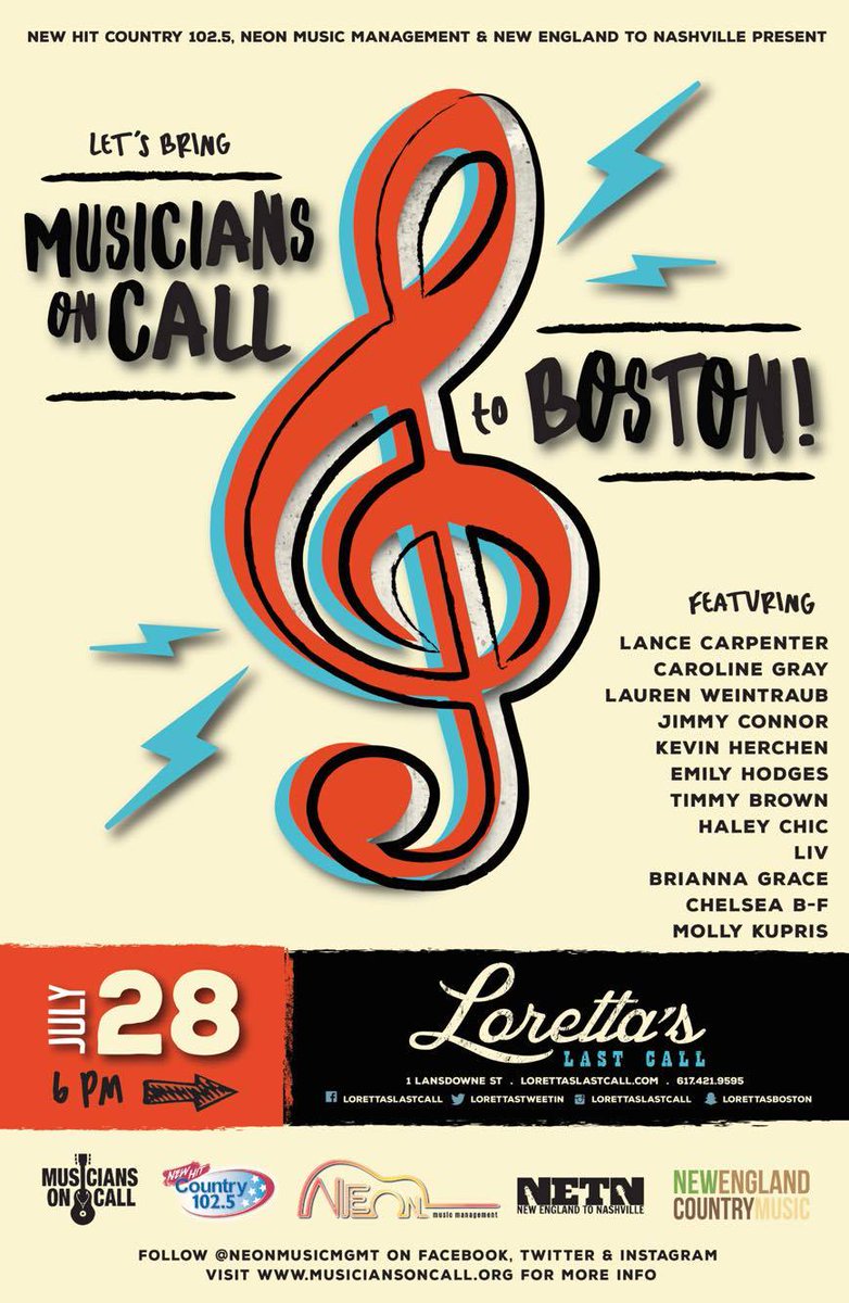 NECntryMusic's tweet image. This Thursday night at @LorettasTweetin for @musiciansoncall! Info and tickets: ne-countrymusic.com/musicians-on-c…