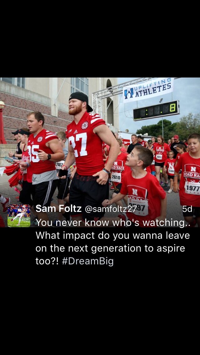 RKahnk's tweet photo. This photo &amp; caption will be remembered by Husker fans forever.  #GodBlessSam https://t.co/aCYDY3QCW2