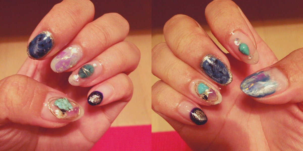 高良 美月 New Nail 沖縄の海に合うようにデザインした ジェルネイル セルフネイル 天然石風ネイル ワイヤーネイル