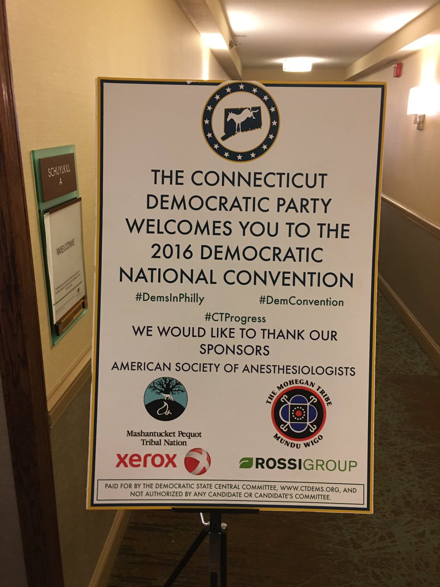 gettinviggy's tweet image. @MoheganSun @FoxwoodsCT tribes sponsoring @CTDems for #DemsInPhilly -- along with anesthesiologists #countbackwards