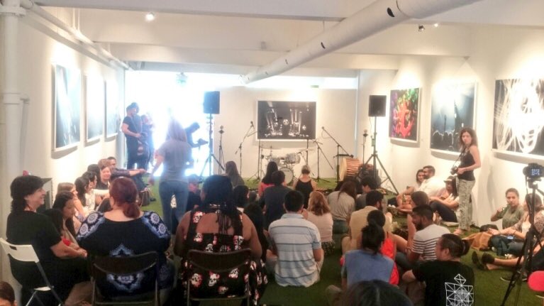 GelaSkins's tweet photo. Happening now...a festival in air conditioning!!! @SofarToronto has set up in our #FSTVLSZN #NuvangoGallery exhibit. https://t.co/OY5IxiPP6f