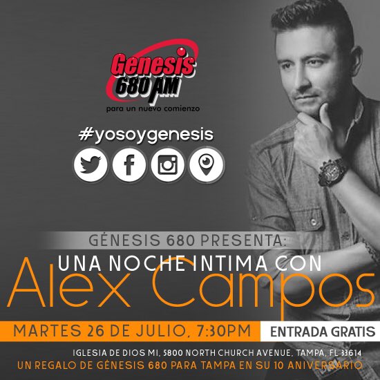 Genesis680's tweet photo. VIDEOSALUDO de @CamposAlex invitando a su evento este Martes 7:30pm GRATIS en Tampa. https://t.co/6YUBri4Fdn https://t.co/FPQlR2T0yK