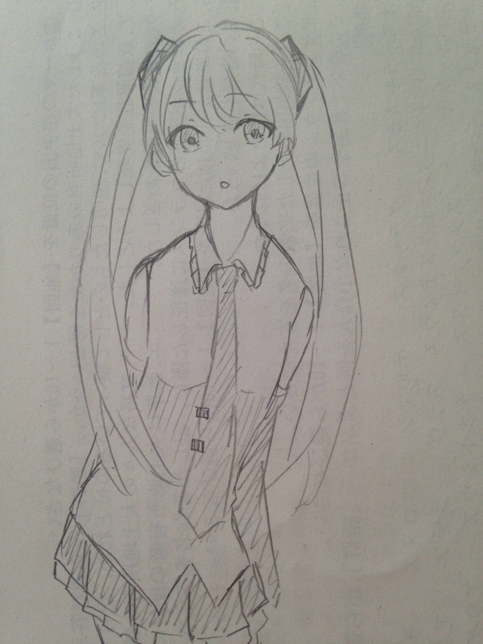 Kyoすけ そんちょ 一昔前の目の描き方で顔を描いていたら初音ミクができたよ 胴体が長いよ T Co Jqqmy0xgta Twitter