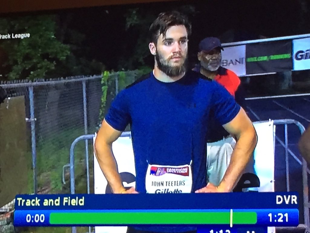 WeAreTheKismet's tweet photo. @john_teeters epic billy goat beard man. T shirt and shorts best 100m outfit ever. https://t.co/cXowV5hMmj