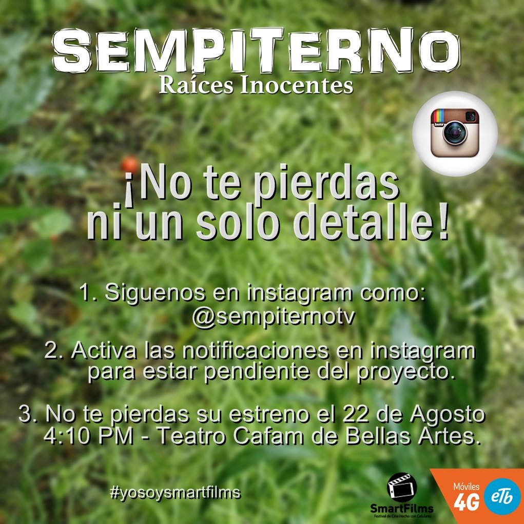 #yosoysmartfilms y tú ya nos sigues? @sempiternotv en instagram.
