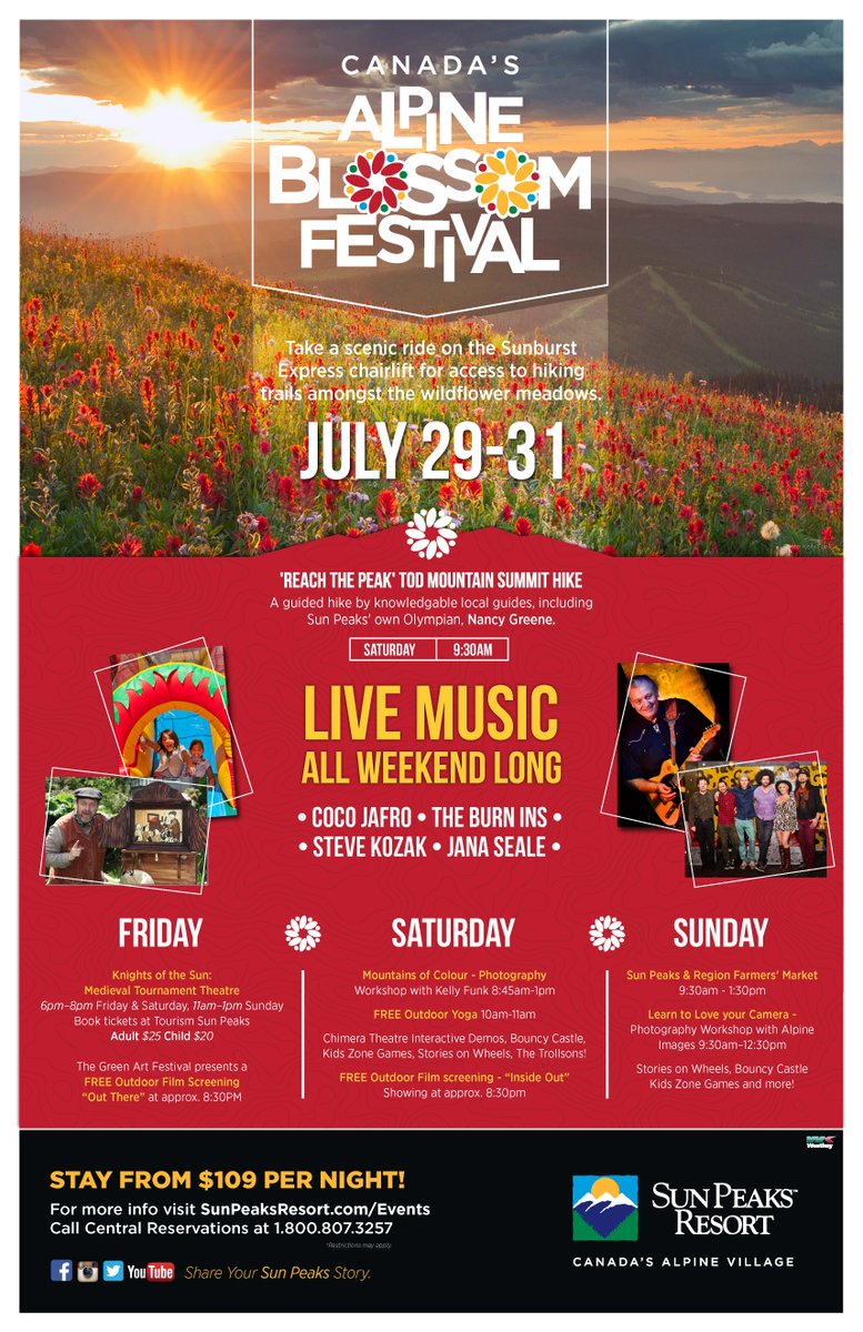 artbcguide's tweet image. enjoy @SunPeaksResort Canada's Alpine Blossom Fest Jul 29-31st #SuperCulturalBC #BeatifulBC #FestivalSunday