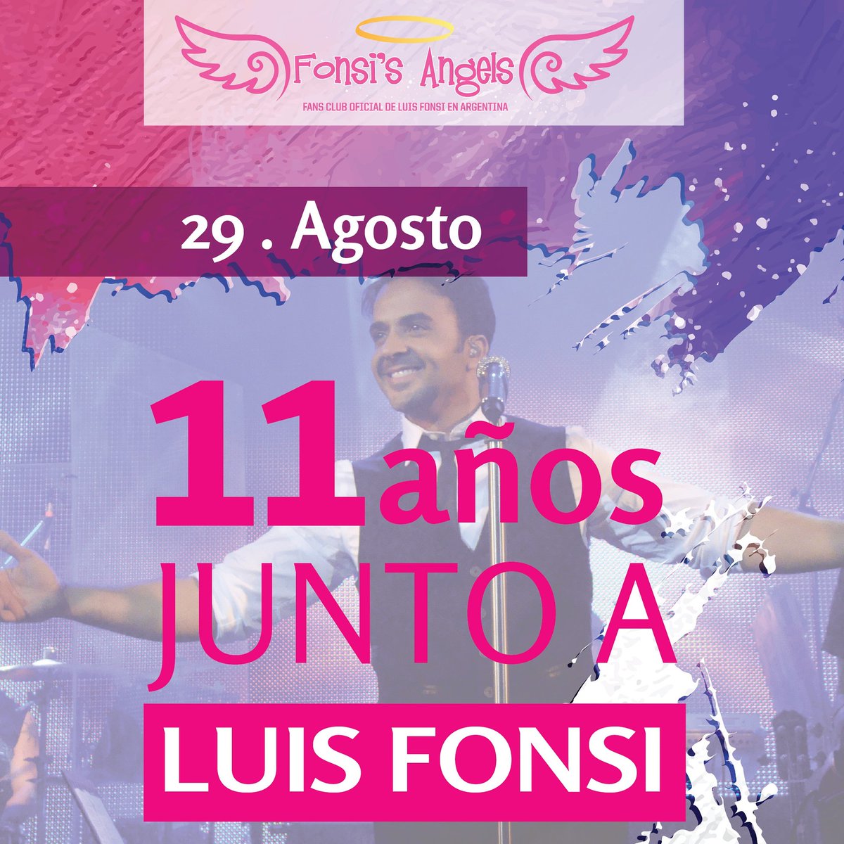 Fonsisangels's tweet photo. El 29 de Agosto cumplimos 11 años junto a #LuisFonsi y lo queremos festejar! 🎉 #Angels11 https://t.co/aURI2H8AFV