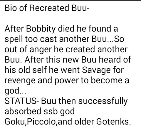 BuuRecreated's tweet image. Bio of Buu