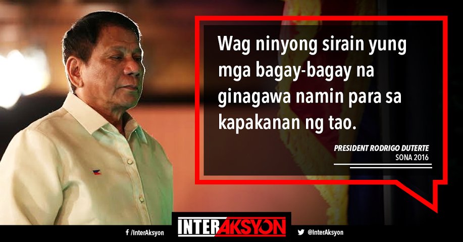 interaksyon's tweet photo. President Duterte's warning to the Filipino people. #SONA2016 #Duterte2016 https://t.co/lGSA78nnPH