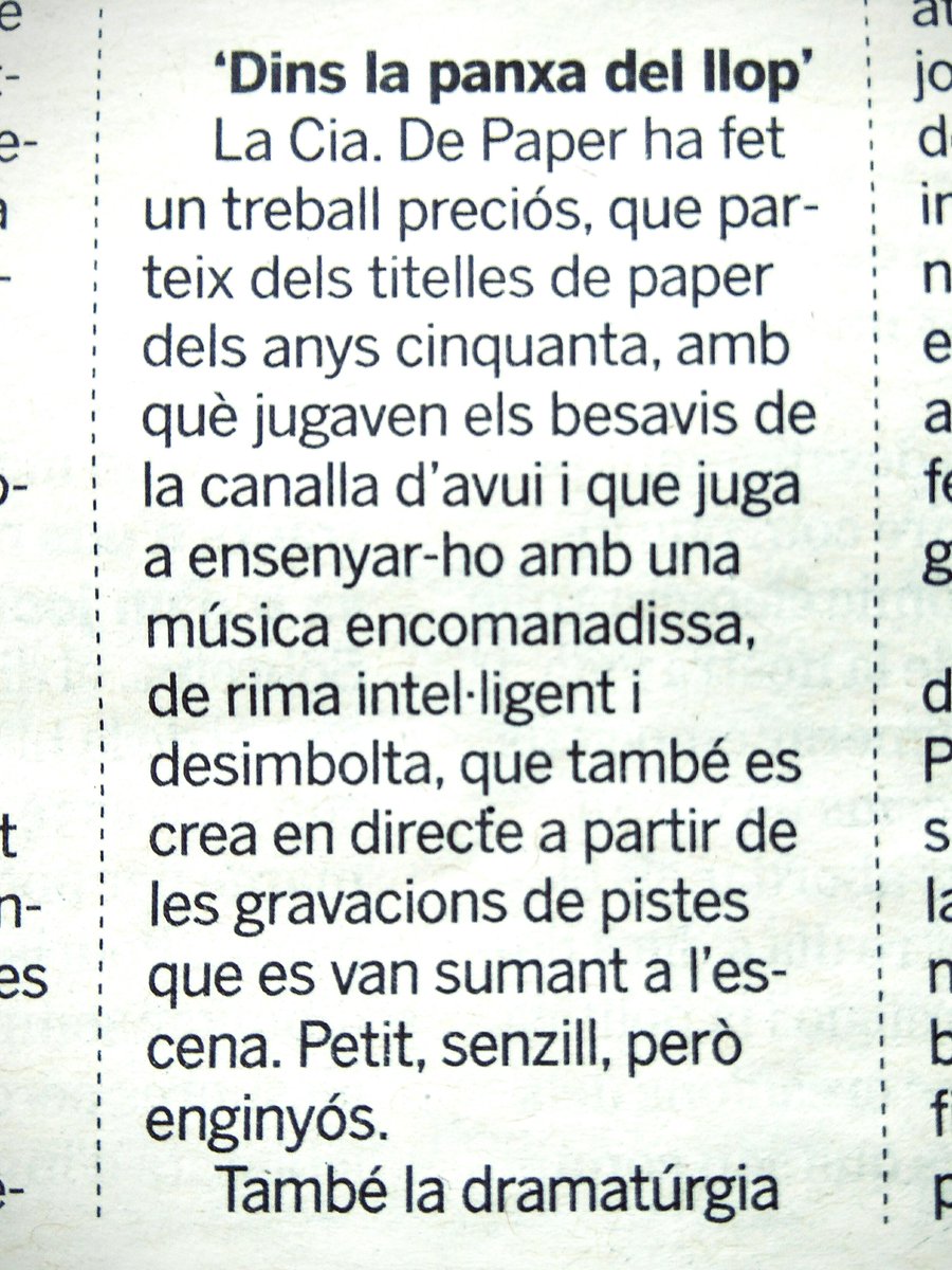 cia_depaper's tweet image. Ouieea quina CRÍTICA al @elpuntavui #dinslapanxadelllop @MiniGrec @Grec2016 @ViuelTeatre @tobligatori @fundaciomiro