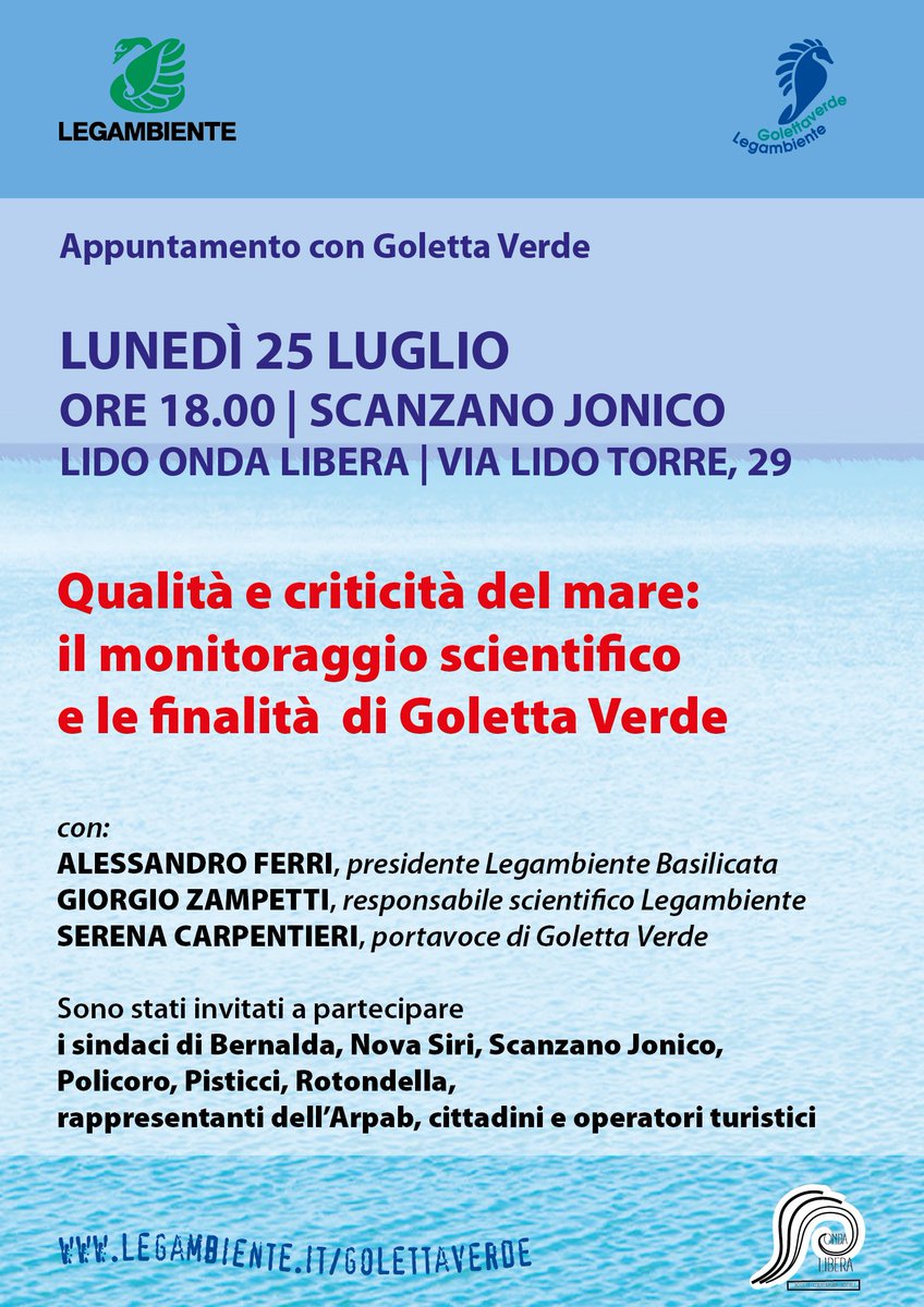Oggi alle 18 a Scanzano Jonico (Mt) #Golettaverde incontra cittadini e amministratori della costa ionica lucana
