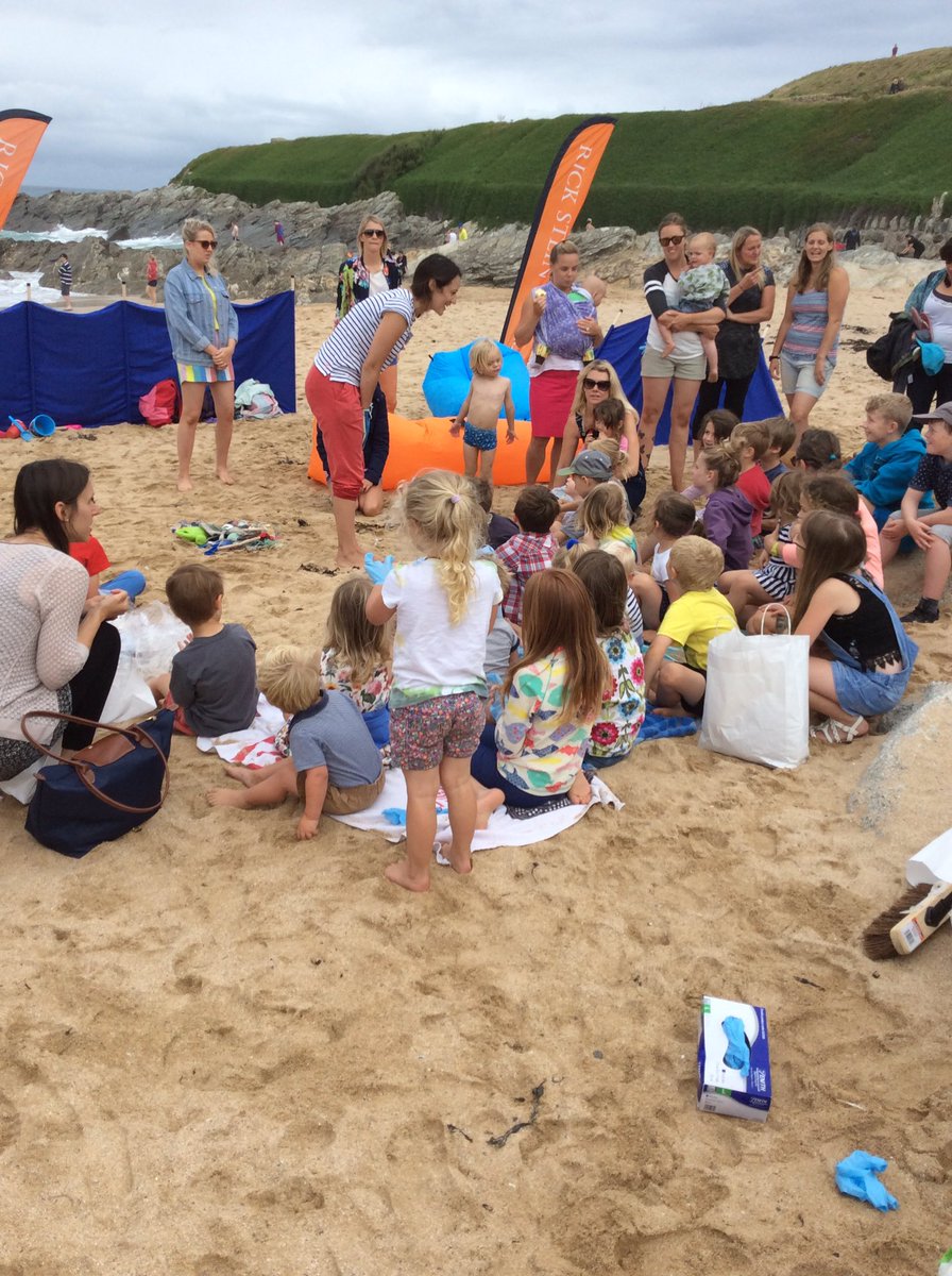 Great turn out for our first beach waste art session at Fistral Beach