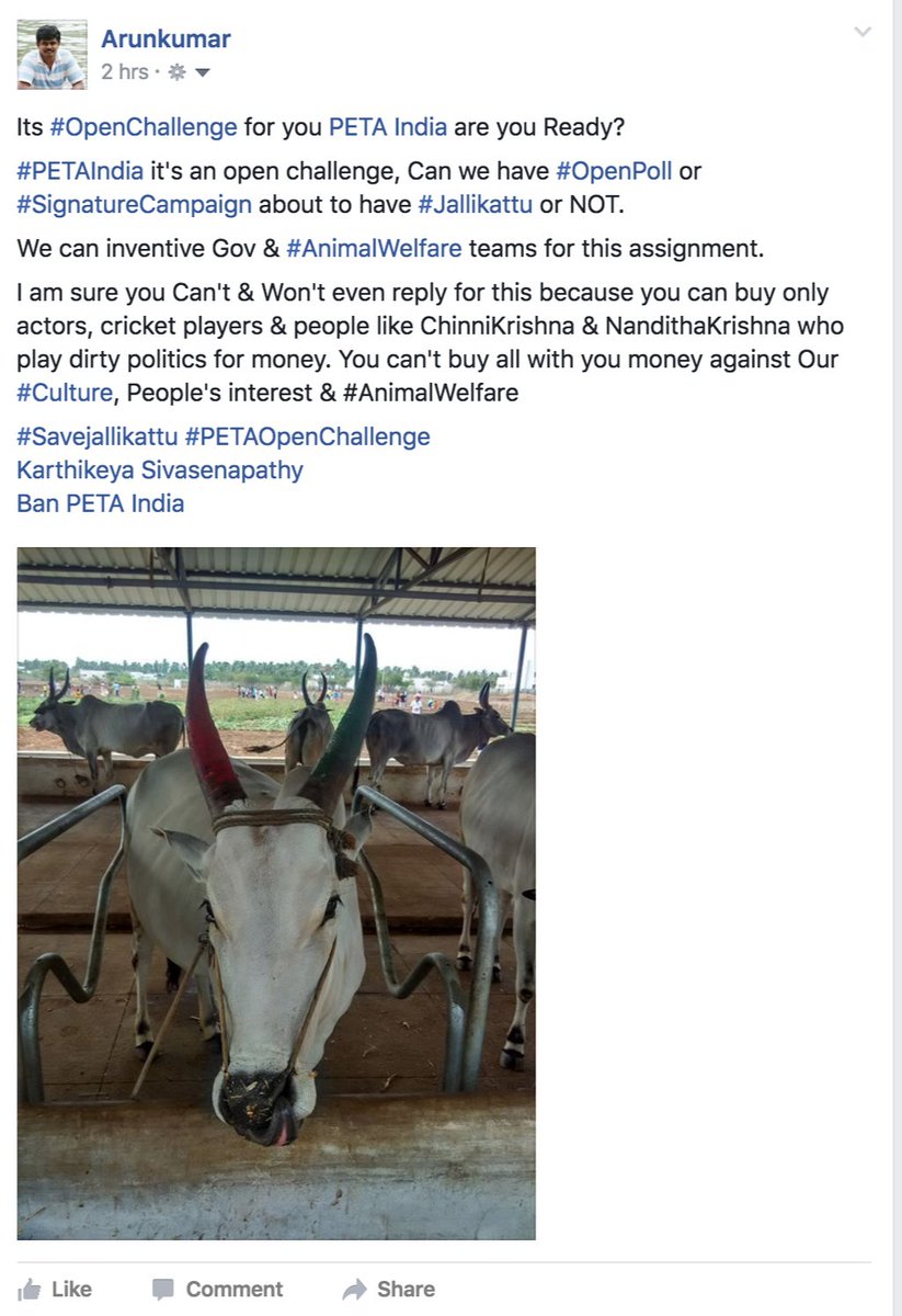 ckarunkumar's tweet photo. #OpenChallenge to @PetaIndia are you Ready for #OpenPoll #SignatureCampaign for have #Jallikattu? @PoorvaJo answer https://t.co/PvTq0Jsvu5