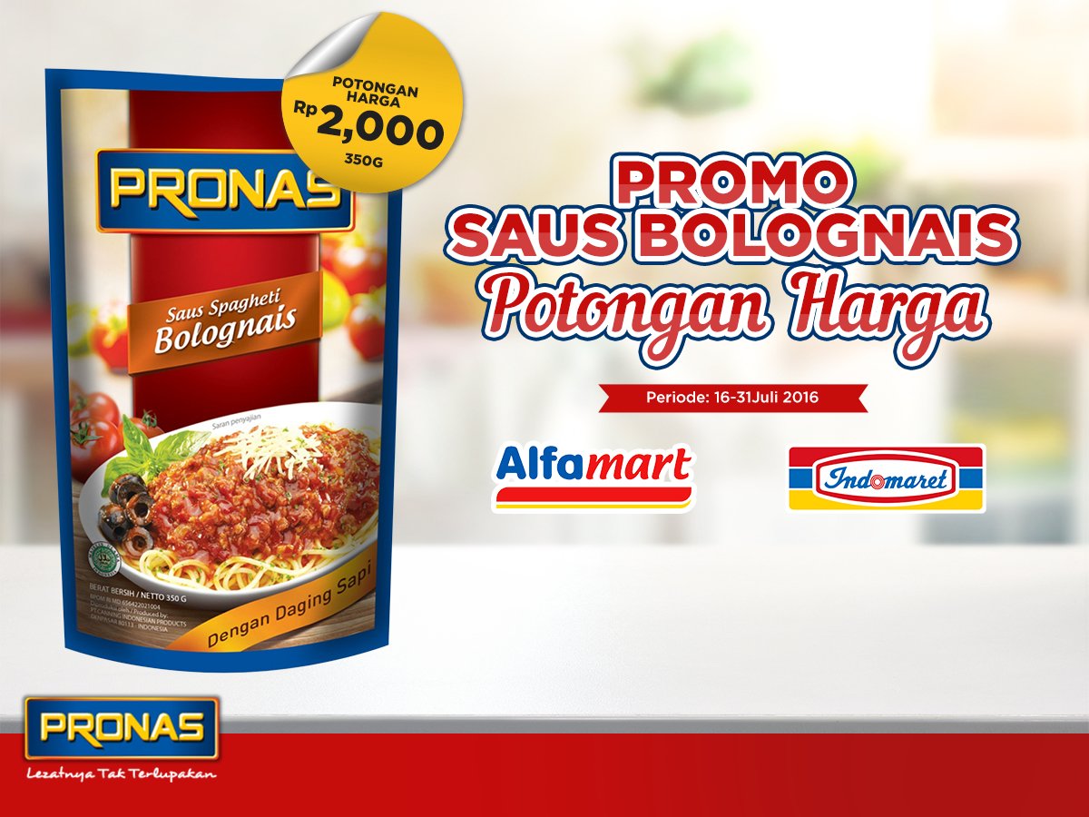 Pulang tempt anak sekolah mampir <a href="/alfamart/">Alfamart</a> atau <a href="/indomaret/">Indomaret</a> yuk, ada POTONGAN HARGA Saus Bolognais Pronas!