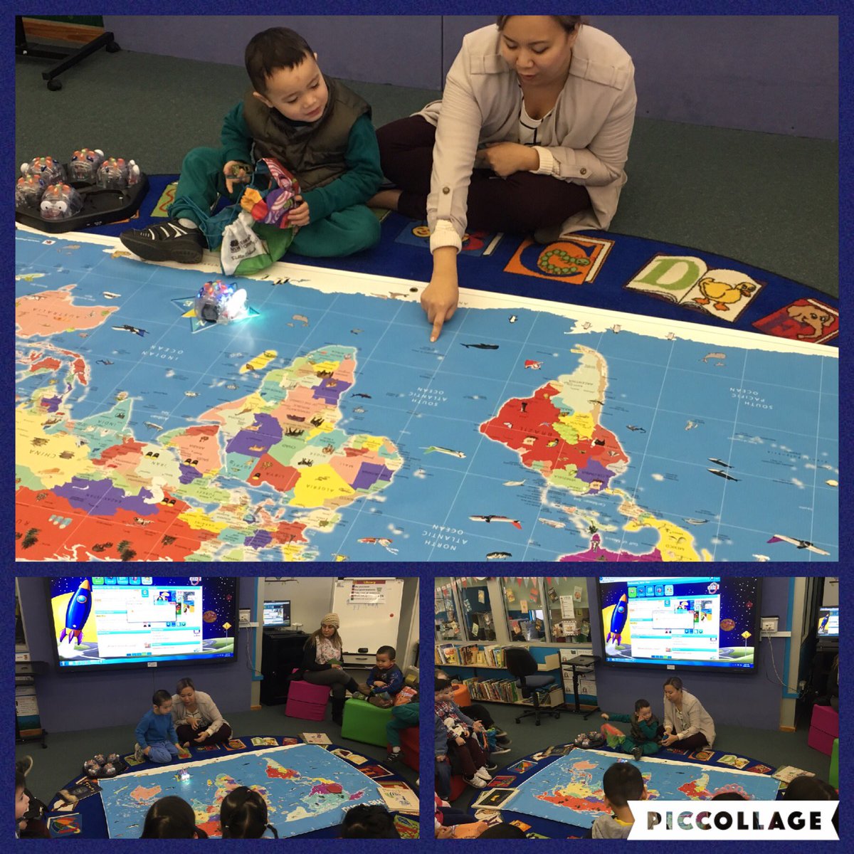 LansvalePS's tweet photo. Preschoolers embraced a robot challenge during their library lesson today. @MarkDiamondLPS @LPSLibrary https://t.co/u41a2Cfv7d