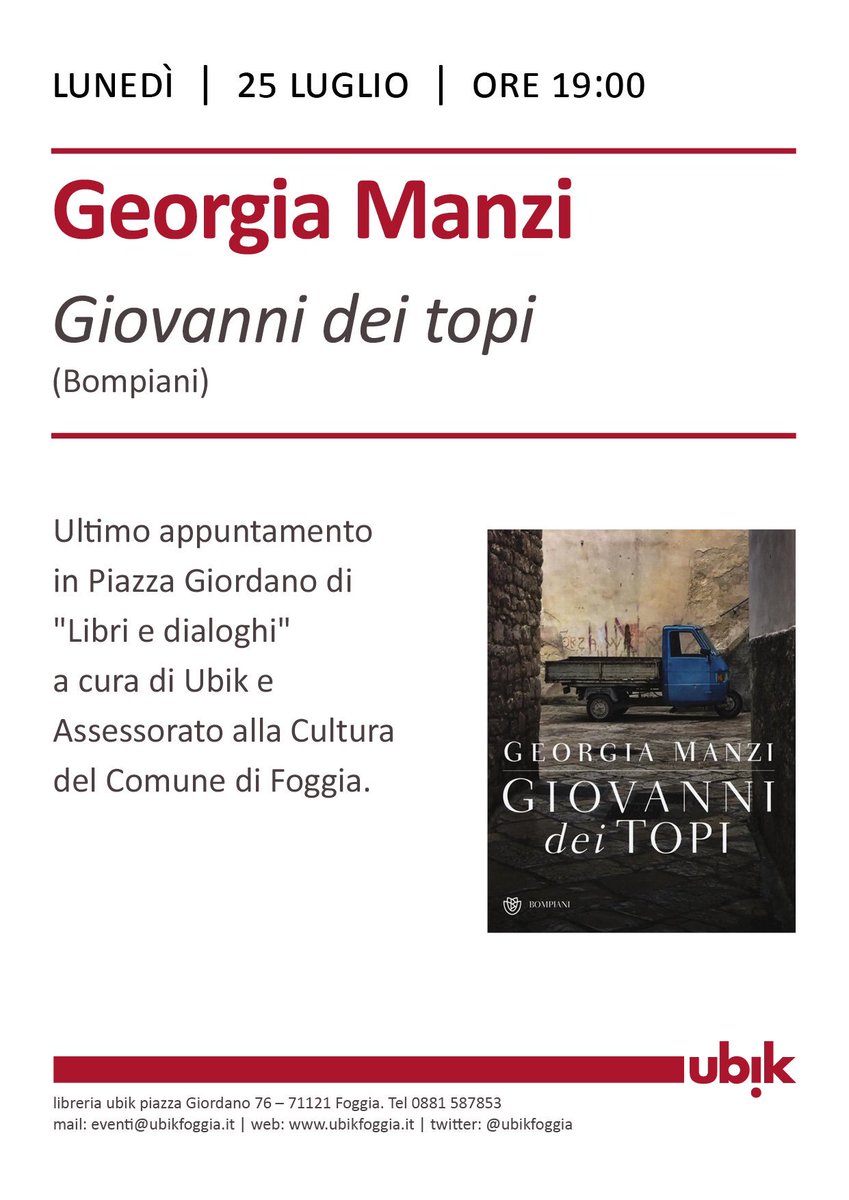ubikfoggia's tweet photo. Oggi con @GeorgiaManzi #Libri&amp;Dialoghi #FestivalDilazionato #piazzaGiordano #SalottoLetterario https://t.co/dT8moqJm2l