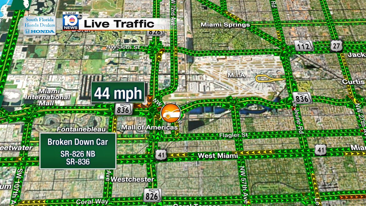 Broken down car on SR-826 NB & SR-836 #TRAFFIC #MIAMI https://t.co/DiSnHRuYPZ