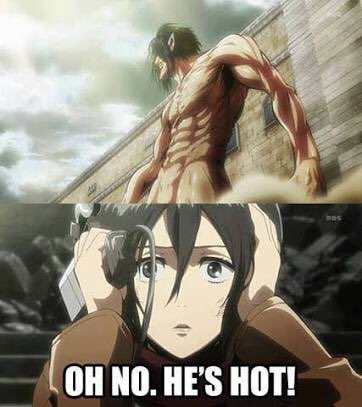 Mikasa_Queen's tweet photo. When you're trying to kill Titans but- https://t.co/hm3CSwG2Zx