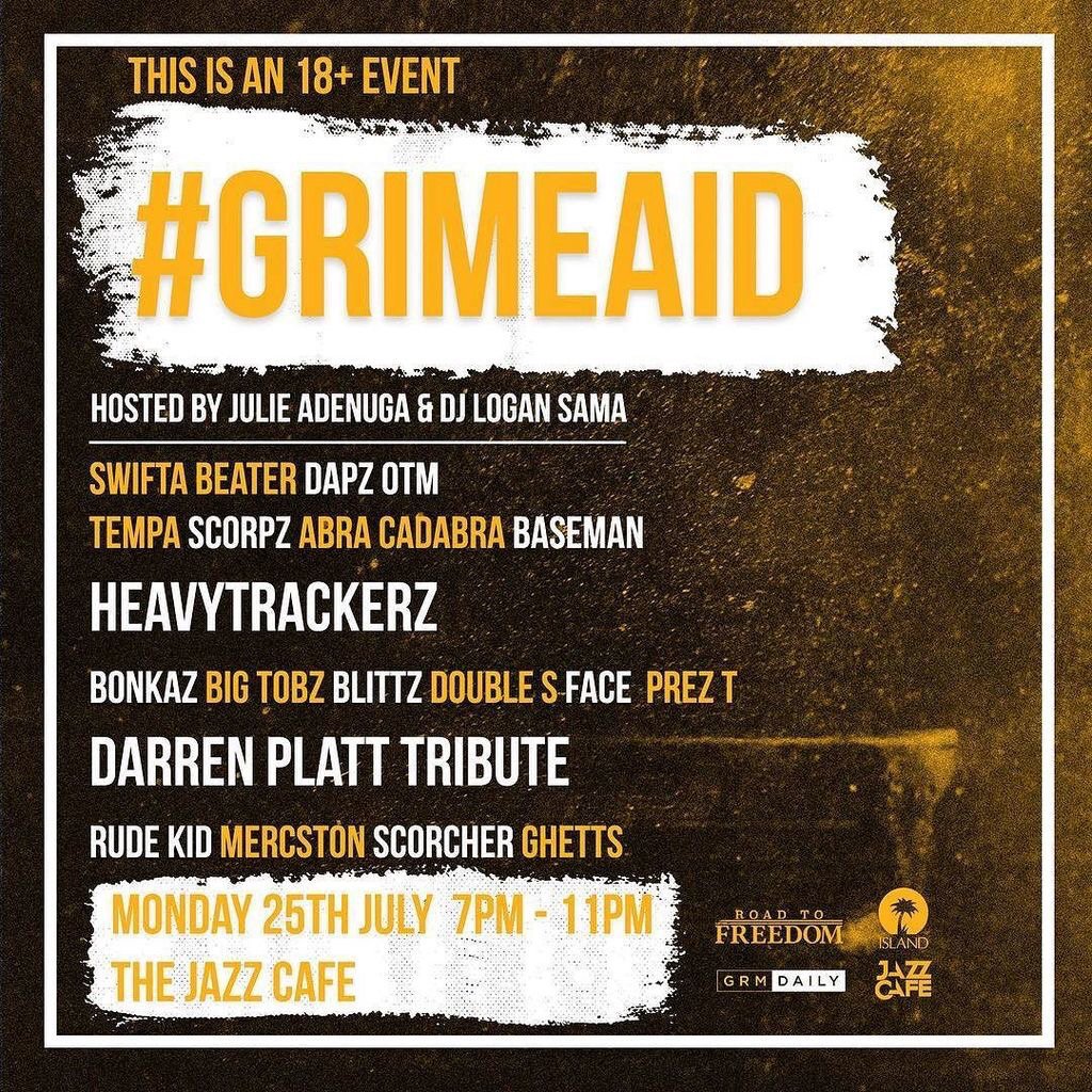 djlogansama's tweet photo. Tonight. Jazz Cafe. Come support something good. Spend some money. #GrimeAid https://t.co/MwOc6kR6cC