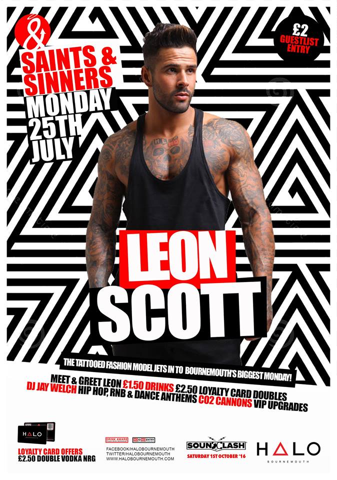 halobournemouth's tweet photo. T O N I G H T
Model Leon Scott flies in from Marbella!
£1.50 DRINKS + £2 ENTRY + MEET &amp; GREET LEON
#HaloMondays https://t.co/wBQ8jGfzNJ