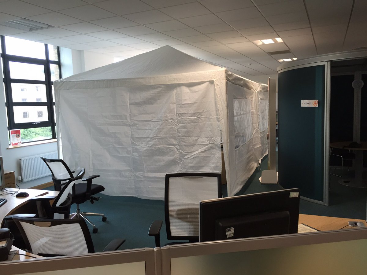 UpToLet's tweet image. Built the 3M X 6M marquee in the office to make sure it went up OK. Should be fine for the upcoming outdoor events.
