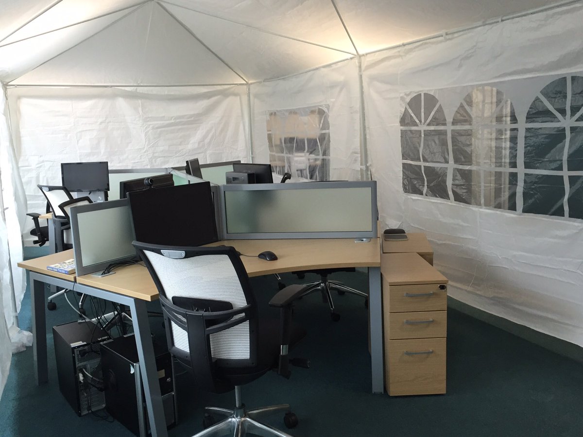 UpToLet's tweet image. Built the 3M X 6M marquee in the office to make sure it went up OK. Should be fine for the upcoming outdoor events.
